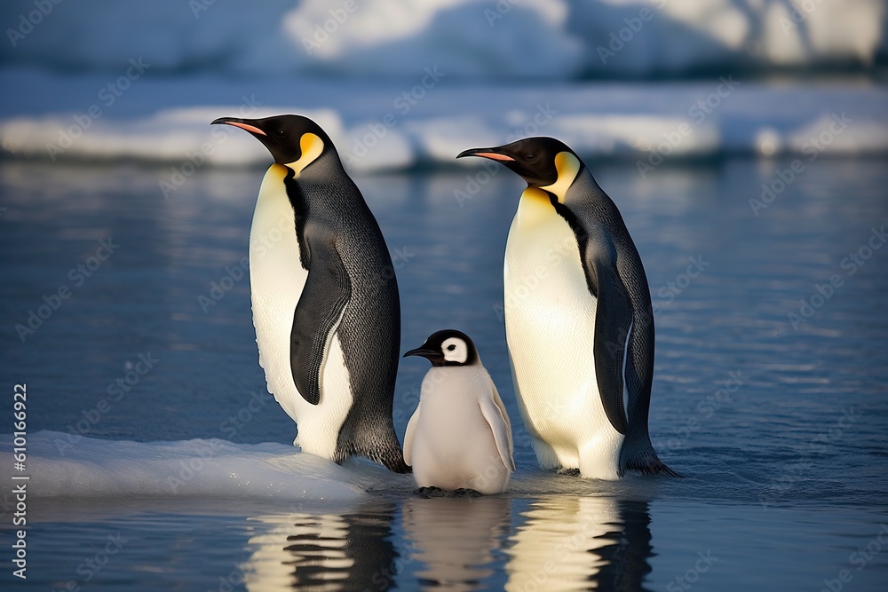 Fototapeta premium The penguins are standing. Generative AI.