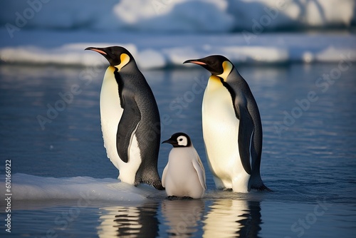 The penguins are standing. Generative AI.
