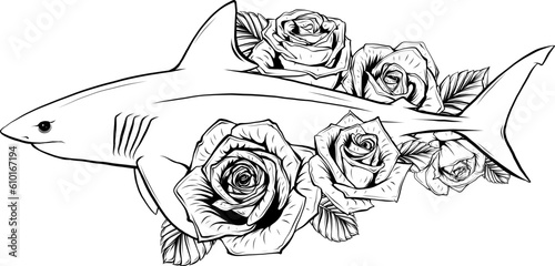 illustration of Elegant black and white shark logo for your brand available in vector format.