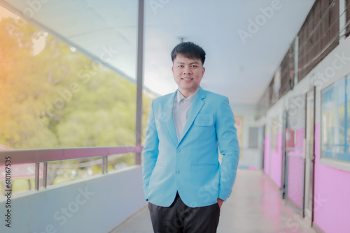 young company executive wearing a beautiful blue suit