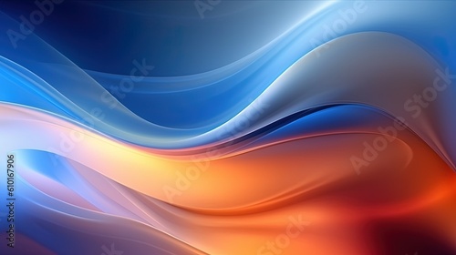 Elegant and modern backdrop, blue and orange colors. Generative AI.