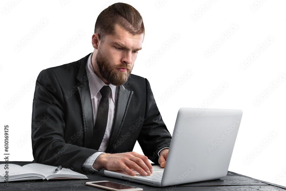 Portrait of handsome young man programmer with laptop Portrait of handsome young man programmer with laptop