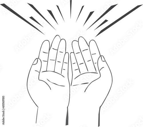 praying hands vector on white background