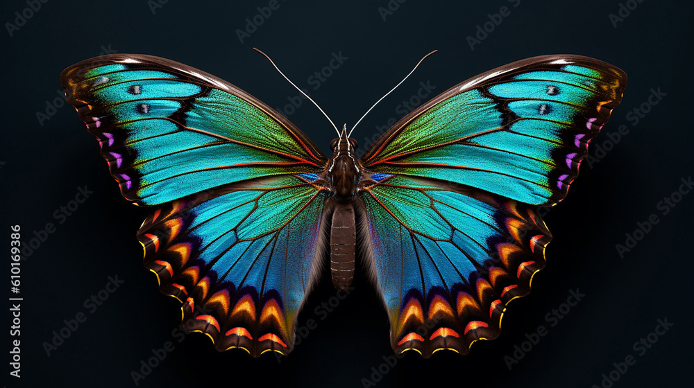Butterfly closeup with dark background generative ai