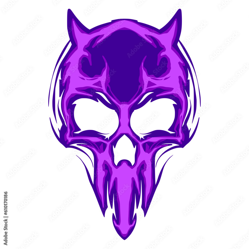 Fototapeta premium Skull head illustration art mascot logo darkness and horror