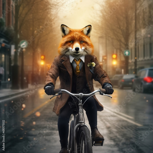 fox riding a bike © Sergei