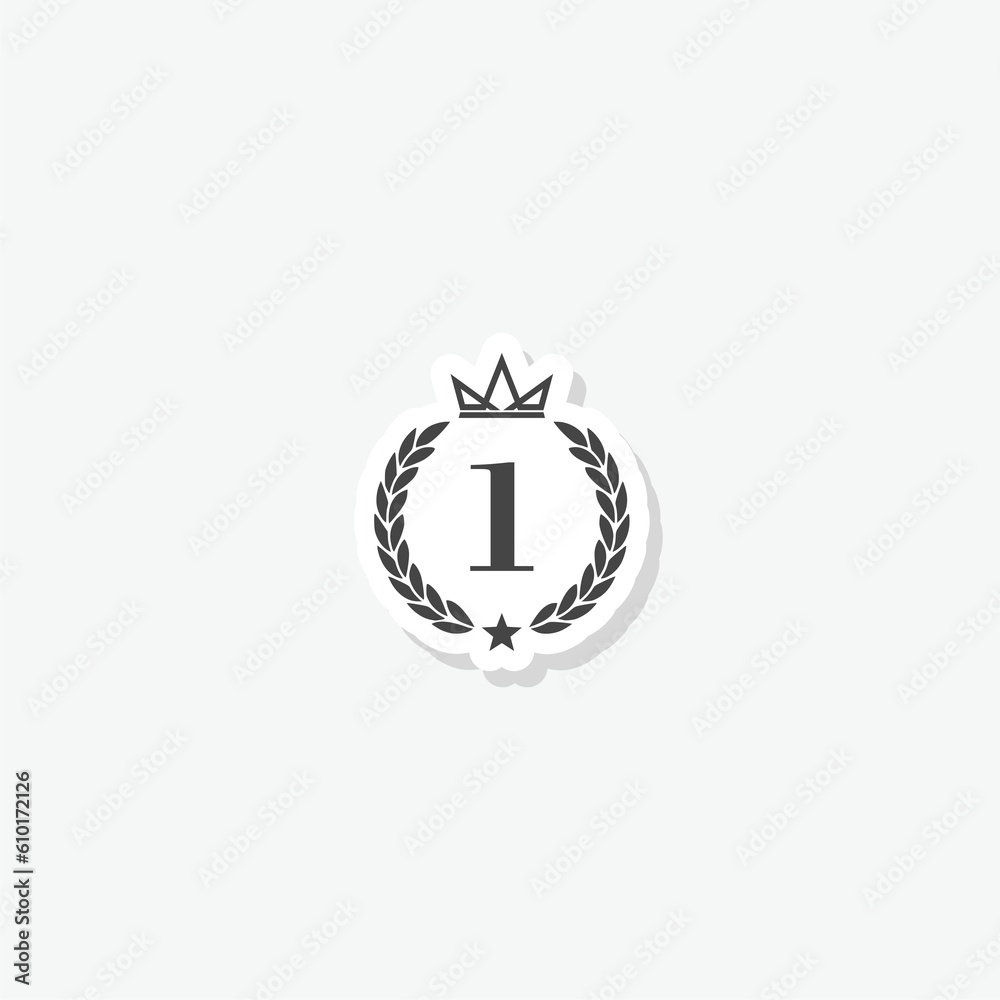Crown Number One Laurel sticker icon Crown Number One Laurel sticker icon