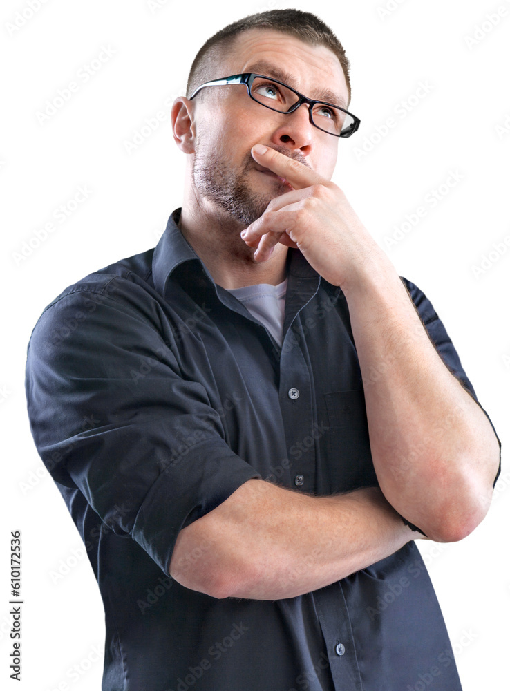 Portrait of nice modern and handsome male student or worker in glasses Portrait of nice modern and handsome male student or worker in glasses