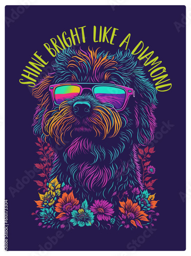 Shine Bright Like A Diamond t shirt design, as vibrant neon colors with a retro style, suitable for printing on t-shirts, prints, posters