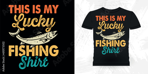 Lucky Fishing Shirt Funny Fishing Fisherman Retro Vintage Fish T-shirt Design 