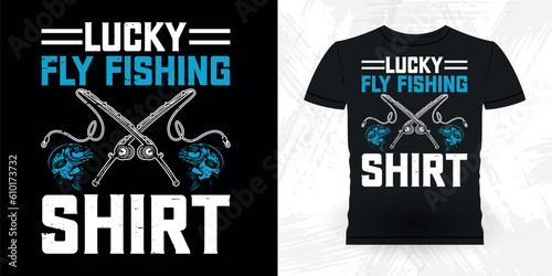 Lucky Fishing Shirt Funny Fishing Fisherman Retro Vintage Fish T-shirt Design 