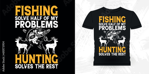 Hunting Lover Funny Fishing Fisherman Retro Vintage Fish T-shirt Design 