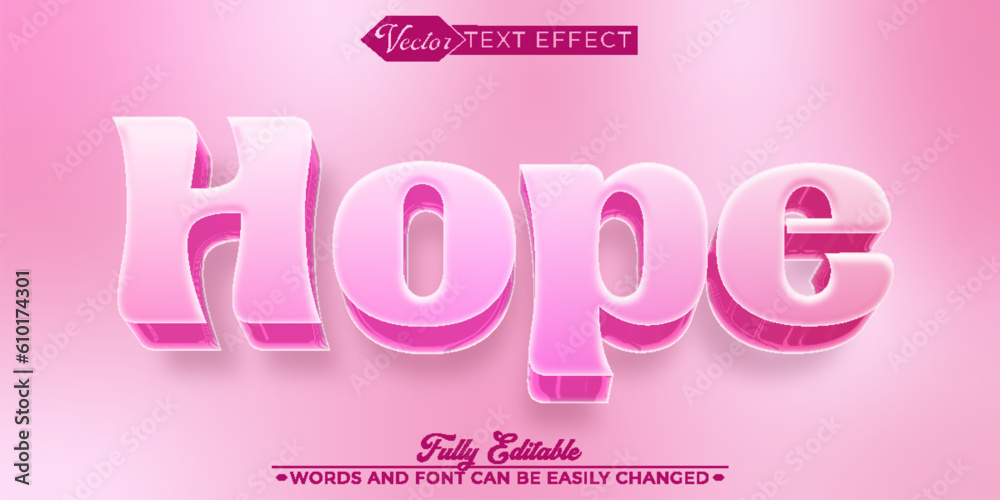 Cute Pink Hope Vector Editable Text Effect Template Cute Pink Hope Vector Editable Text Effect Template