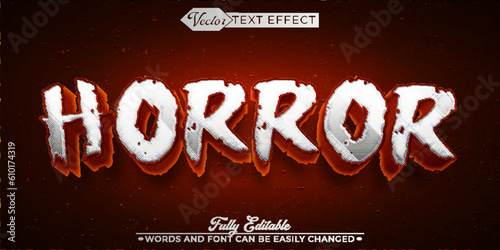 Silver and Red Horror Vector Editable Text Effect Template