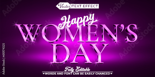 Luxury Elegant Happy Women's Day Vector Editable Text Effect Template