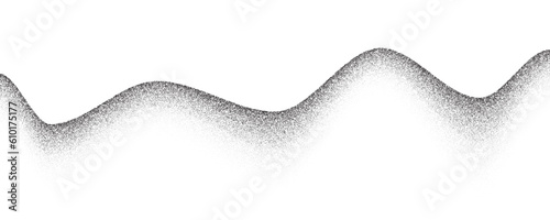 Grainy mountains with noise gradient. Dotted stippled background with grain texture. Vector grunge retro landscape.