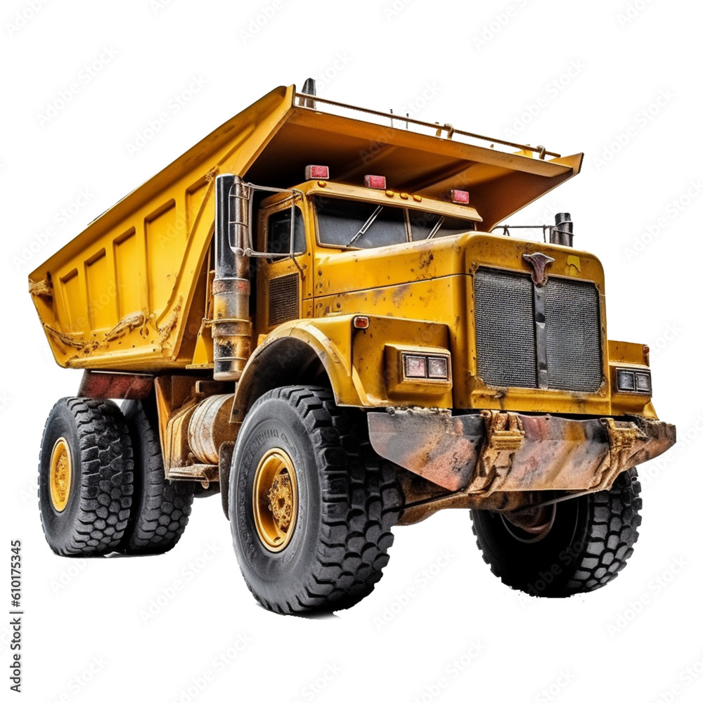 Huge mining truck isolated on transparent background. Generative AI