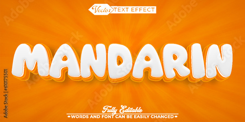 Cartoon Orange Mandarin Vector Editable Text Effect Template