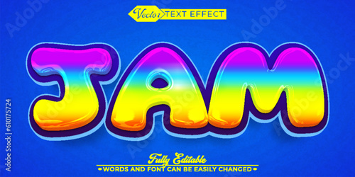 Cartoon Colorful Jam Vector Editable Text Effect Template