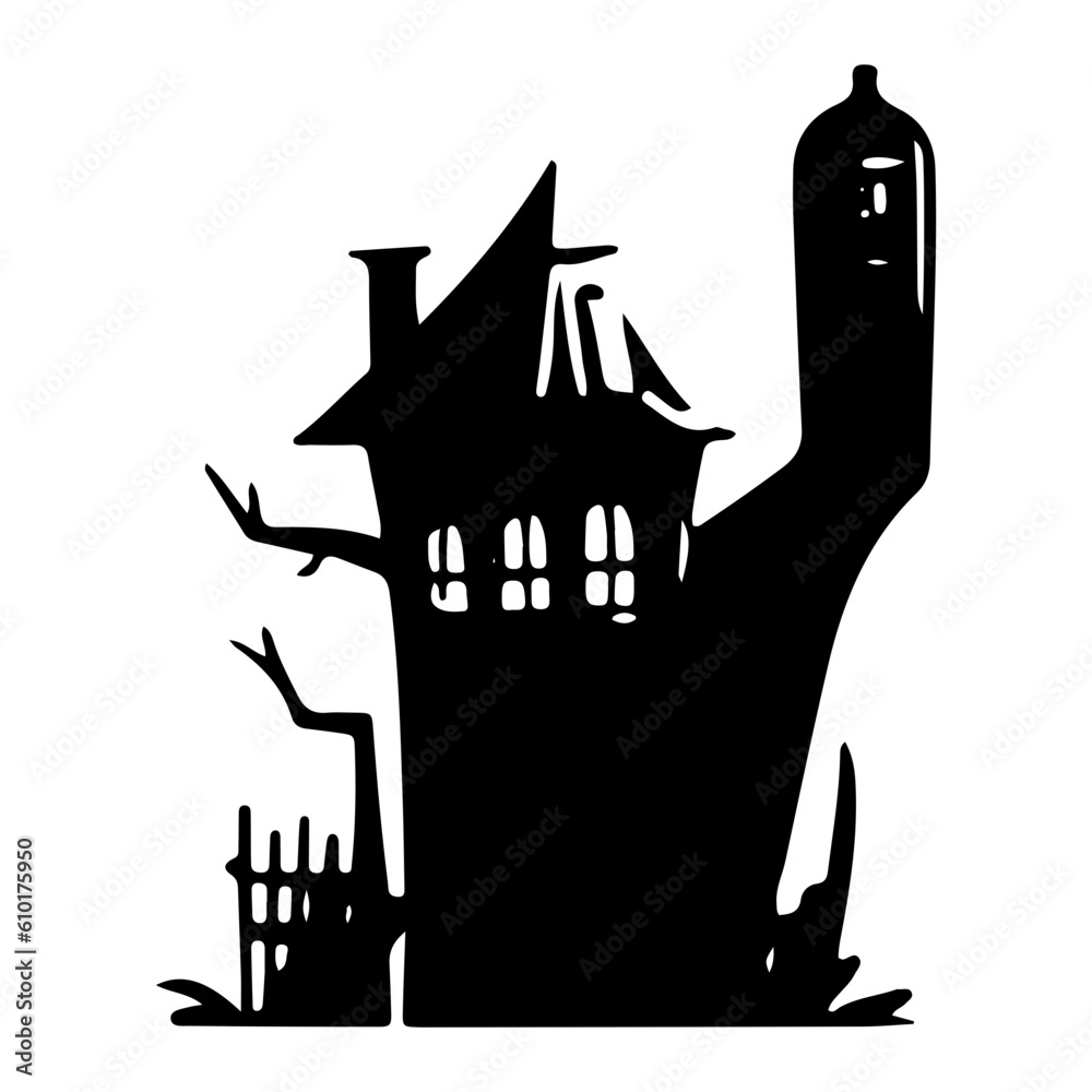 haunted tree house silhouette horror scary creepy hand drawn illustration line art
haunted tree house silhouette horror scary creepy hand drawn illustration line art