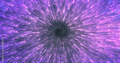 Abstract purple energy magical glowing spiral swirl tunnel particle background with bokeh effect