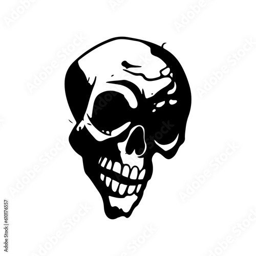 human skull horror scary creepy hand drawn line art vector illustration
