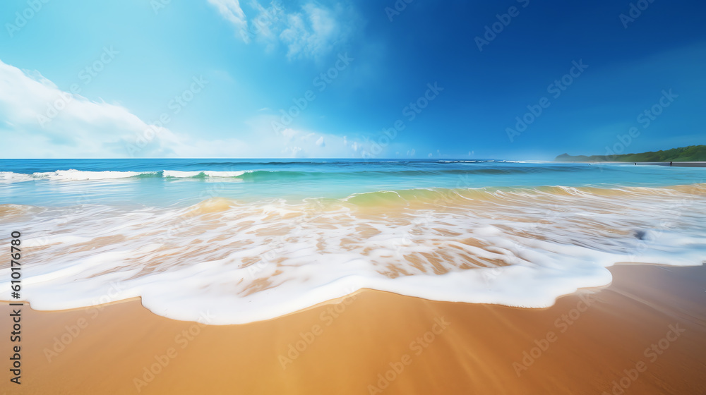 sea wave in beach with blue sky ai generative