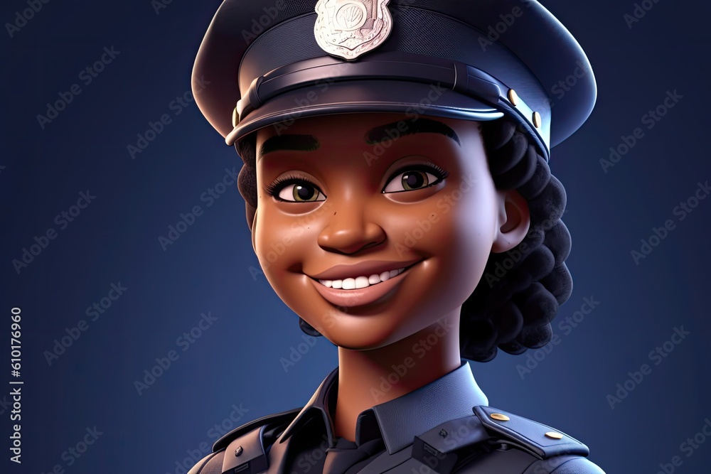 Black Woman Police Officer Very Pretty Background Generative AI