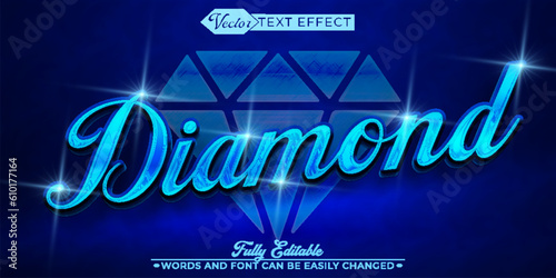 Luxury Shiny Blue Diamond Vector Editable Text Effect Template