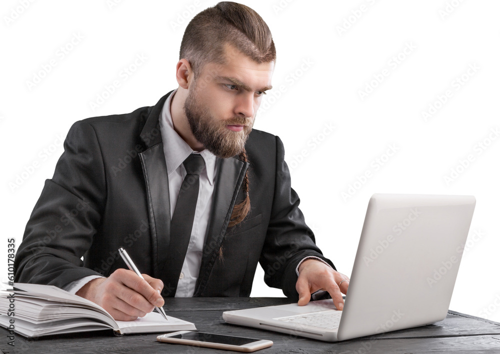 Portrait of handsome young man programmer with laptop Portrait of handsome young man programmer with laptop