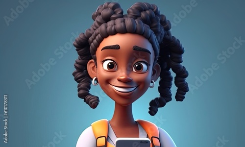 Black Female Web Developer Smiling Backdrop Generative AI