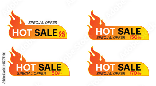 Hot sale labels with Sales up to 50 - 70 percent text