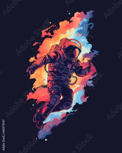 A fearless astronaut floating above a stunning nebula