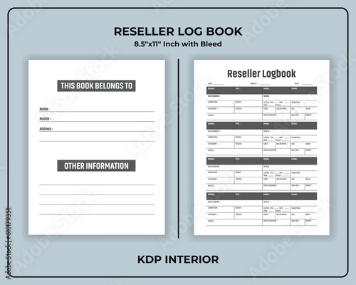 Reseller inventory log book and planner