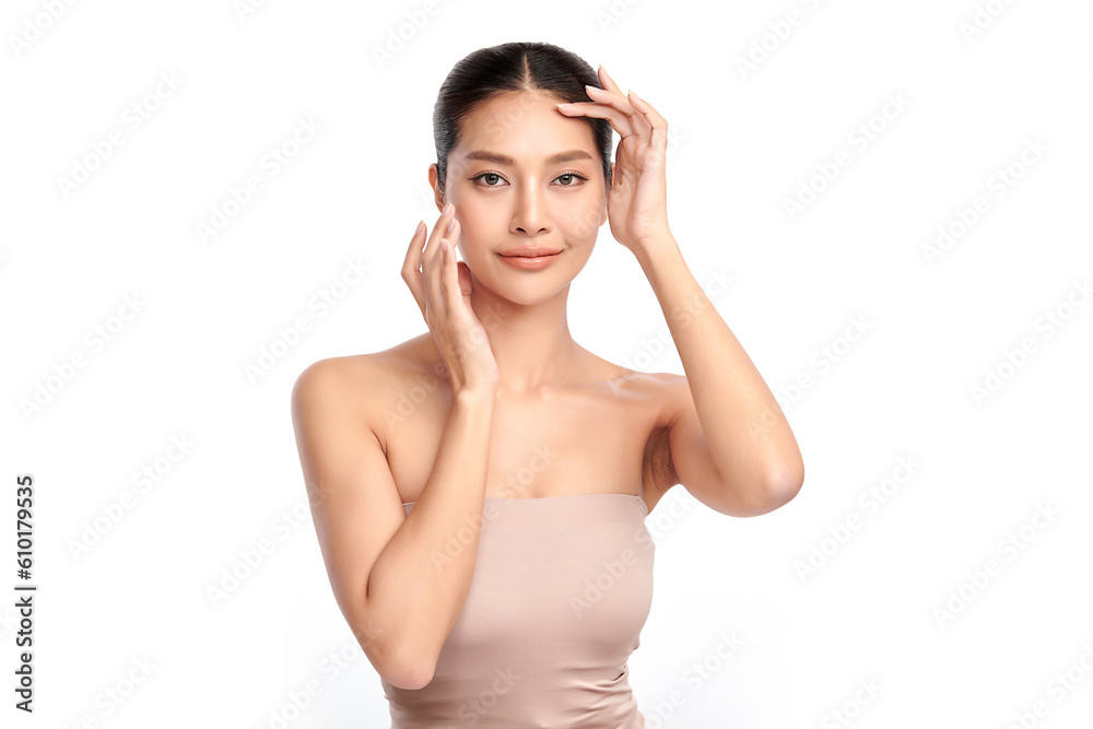 Beautiful young asian woman with clean fresh skin on white background, Face care, Facial treatment, Cosmetology, beauty and spa, Asian women portrait. Beautiful young asian woman with clean fresh skin on white background, Face care, Facial treatment, Cosmetology, beauty and spa, Asian women portrait.