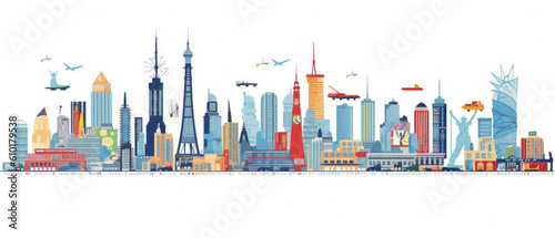 North Korea Landmarks Skyline Silhouette Style  Colorful  Cityscape  Travel and Tourist Attraction - Generative AI