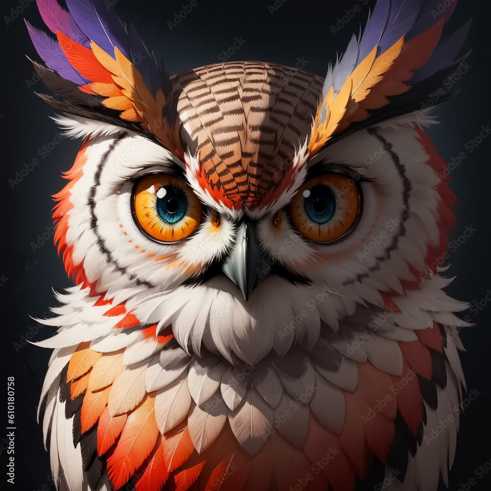 Fototapeta premium Close up portrait fantasy bird. Generative AI