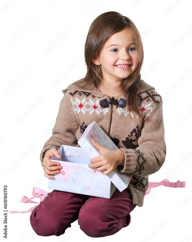 Pretty little happy girl with gift box Pretty little happy girl with gift box