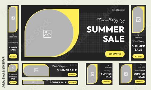 Set of summer sale offer web banner template design for social media posts  multipurpose web banner design  fully editable vector eps 10 file format