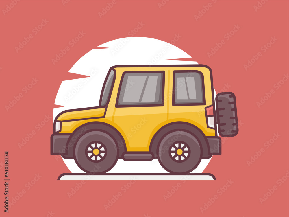 car vector illustration with outline style