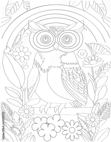 hand drawn illustration of a Owls line art 