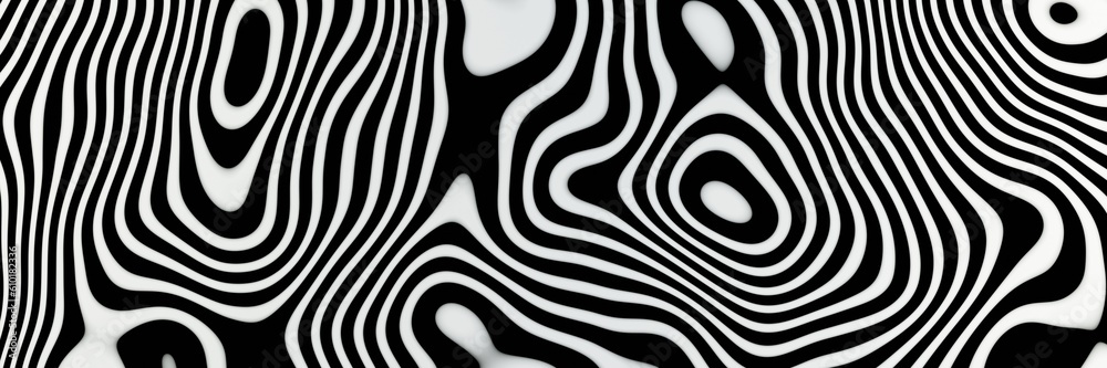 3d rendering illustration of stripes,wave,asymmetrical,abstract background black and white, zebra pattern for fabric,website banner.	
