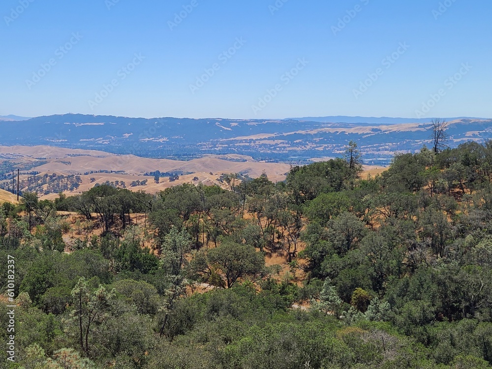 View of Juniper Canyon and the San Ramon Valley, Mt Diablo State Park, California