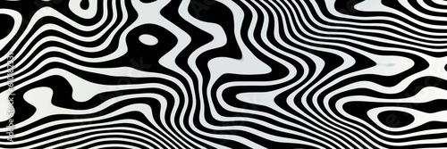 3d rendering illustration of stripes wave asymmetrical abstract background black and white  zebra pattern for fabric website banner.  