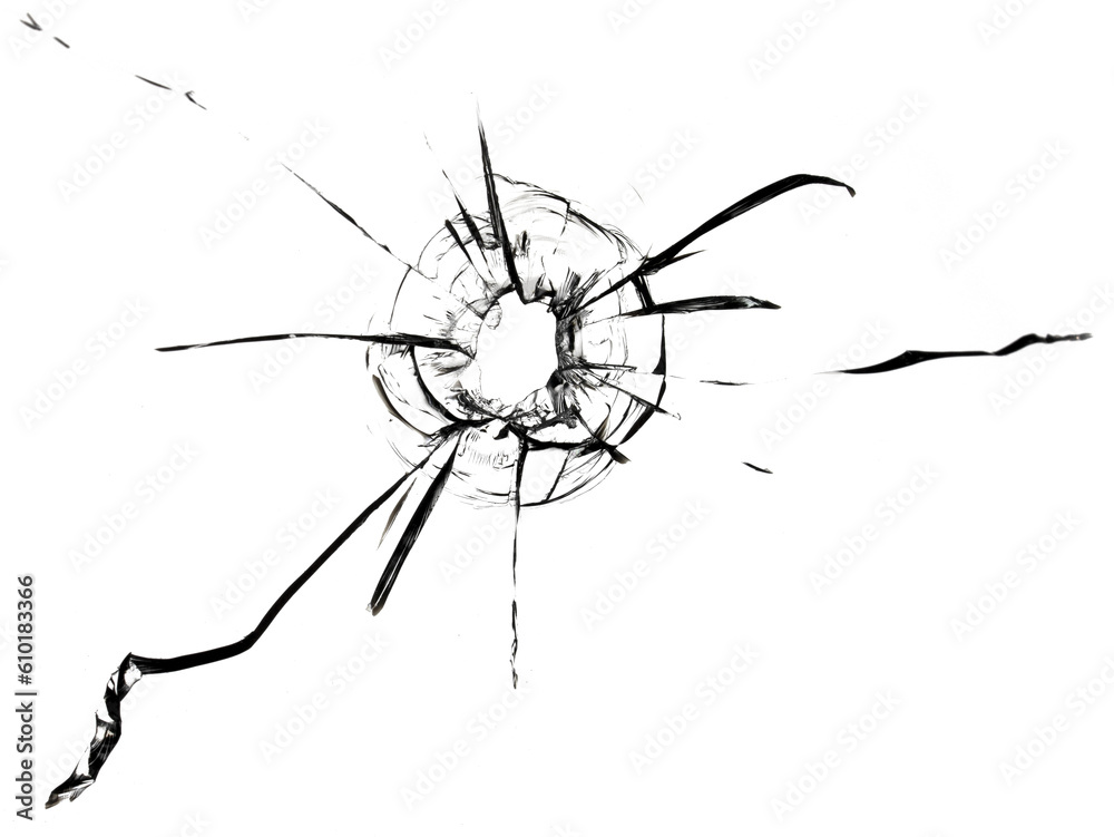 Cracks on the glass from gunshots. Broken window texture. Cracks on the glass from gunshots. Broken window texture.