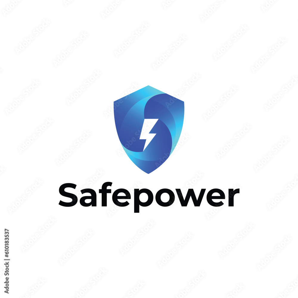Safe power modern power supply logo design Safe power modern power supply logo design