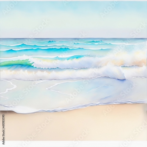 A seascape with a light and airy color scheme