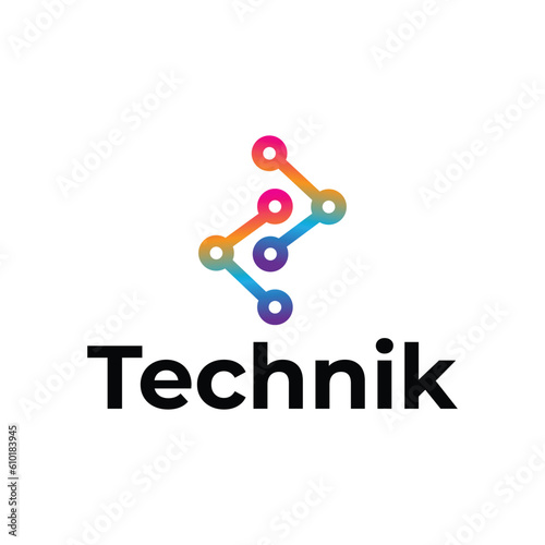 Technik modern tech logo design