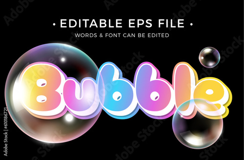 Bubble Holographic style text effect editable