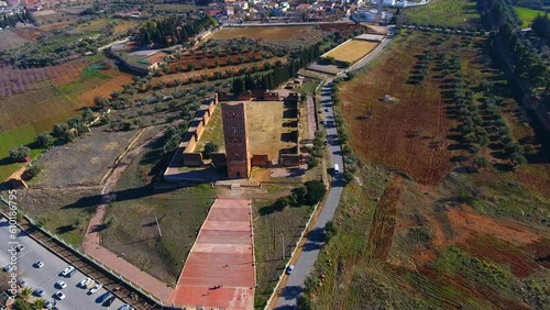 drone shot of the tower of the chateau el mansourah Tlemcen Algeria photo